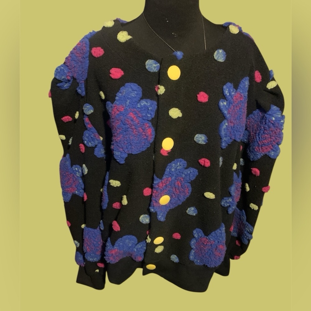 Fashion Nova 5X Teddy Jacket with Playful colorful abstract floral fuzzy Design - Picture 4 of 12